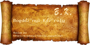 Bogdányi Károly névjegykártya